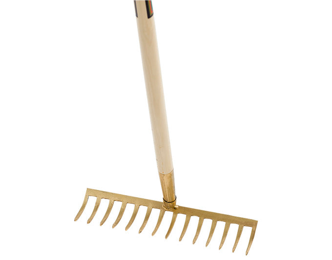 OFFNER Gartenrechen mit 10 gebogenen Zinken und robustem Stiel, ideal für die Pflege von Beeten und Rasenflächen, erhältlich bei KAQTU Design AG.