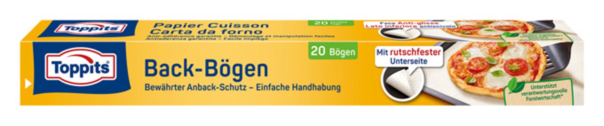 TOPPITS Backpapier 20 Stück 42x38 cm: Hitzebeständig, antihaftend, vielseitig einsetzbar für Backen, Grillen und Mikrowelle. Umweltfreundlich und praktisch!
