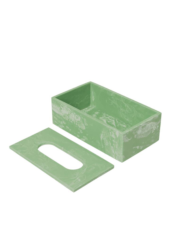 Elegante Taschentuchbox in sanftem Mistgrün von Ferm Living, ideal für die Küche und perfekt zur Aufbewahrung von Taschentüchern.