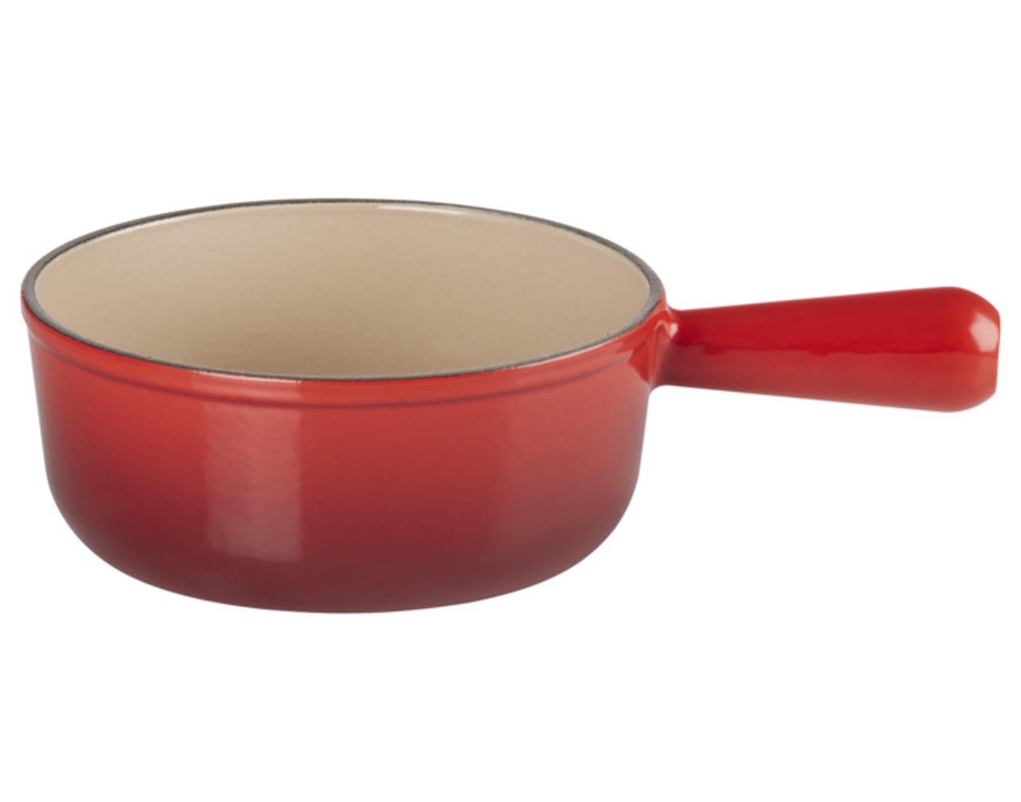 Le Creuset Fonduecaquelon in Kirschrot, Ø 16 cm, perfekt für gesellige Fondueabende, stilvolles Design und hochwertige Verarbeitung.