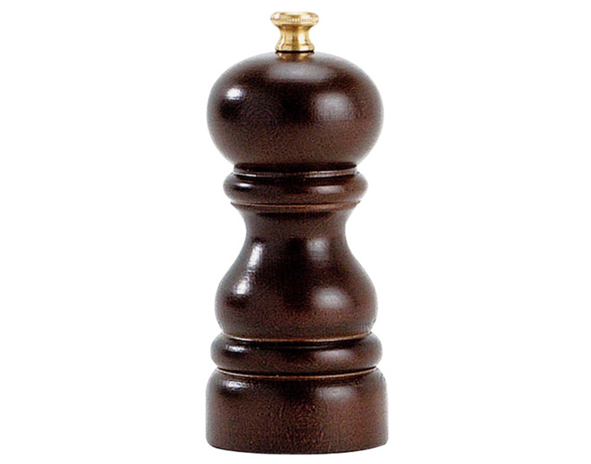 Elegante PEUGEOT Pfeffermühle in dunkler Holzoptik, 22 cm hoch, ideal für präzises Mahlen von Pfeffer mit individuellem Mahlgrad.