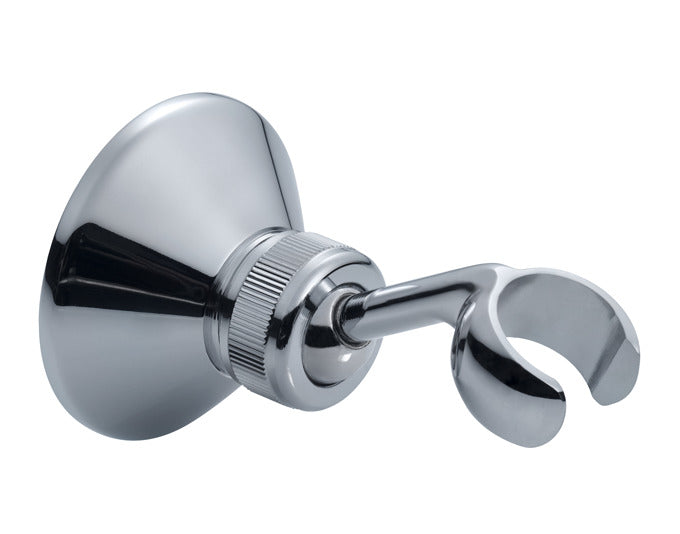 Eleganter Gelenkhalter in Chrom für die verdeckte Montage, perfekt für stilvolle Duschaccessoires und moderne Badezimmerlösungen.