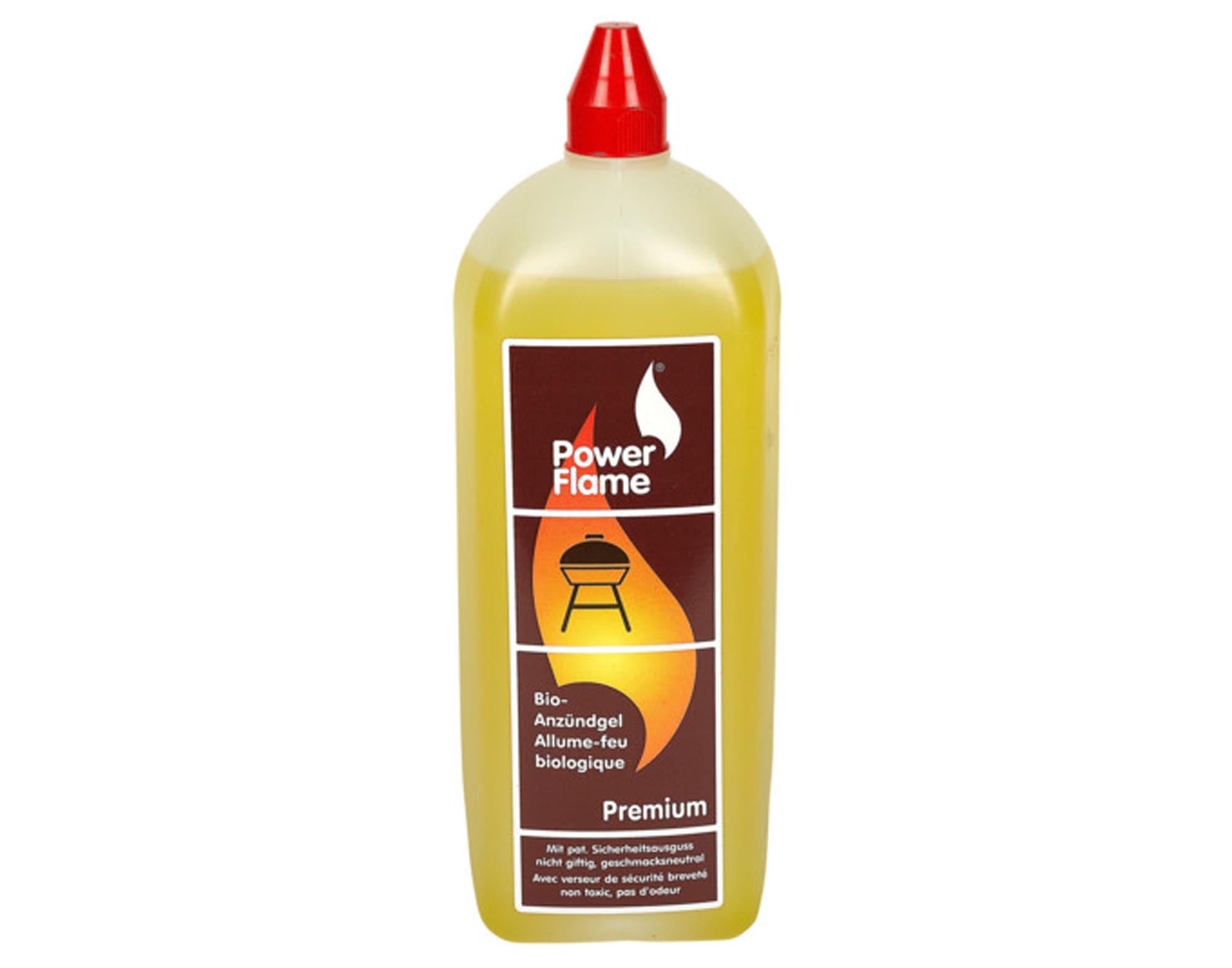 Umweltfreundliches Anzündgel von POWERFLAME: Ideal für Grillkohle, sicher, effizient, aus nachwachsenden Rohstoffen.