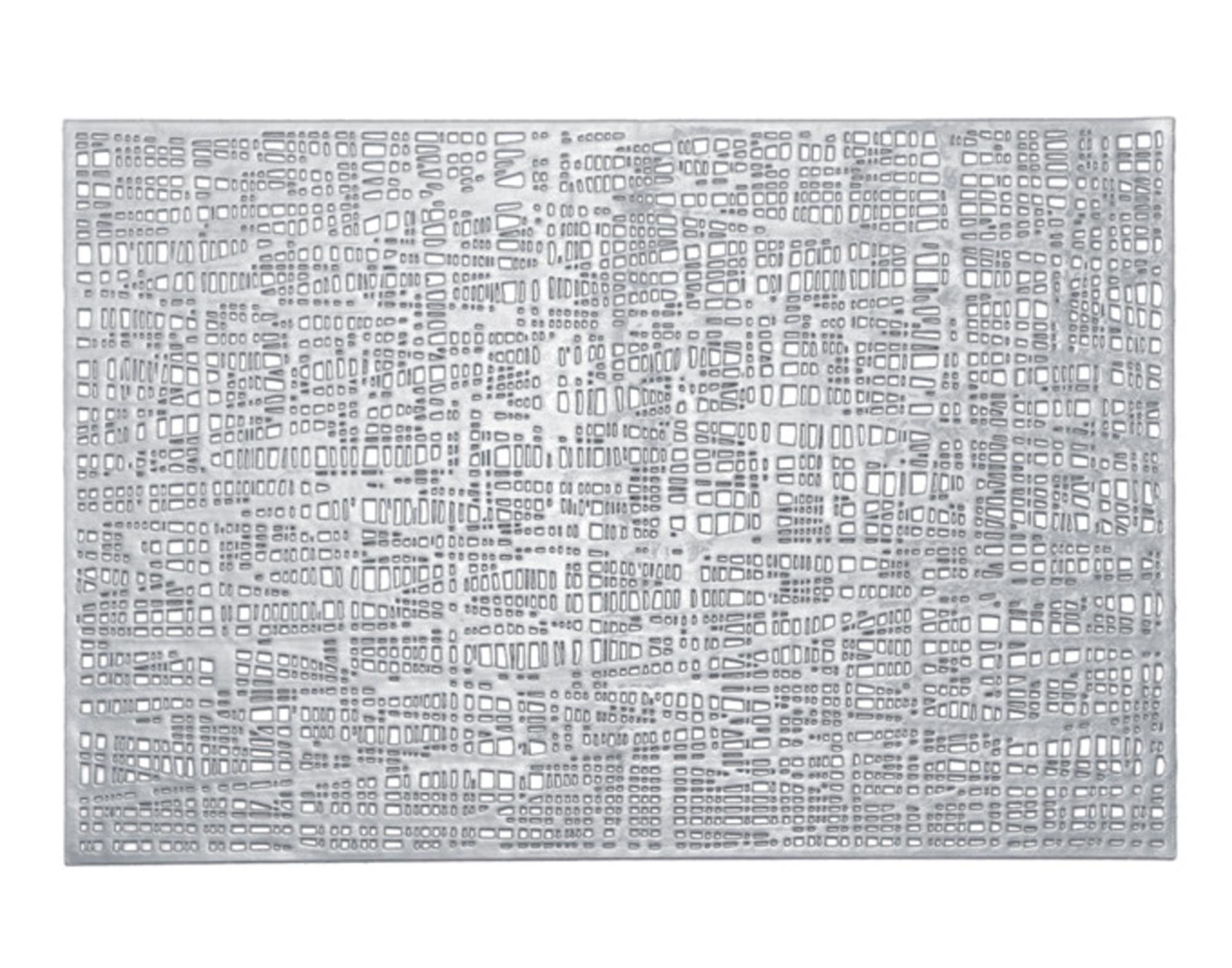 Elegantes ZELLER Tischset Scribble aus silbernem PVC, 30x45 cm, ideal für stilvolle Tischdekoration und Schutz vor Kratzern.