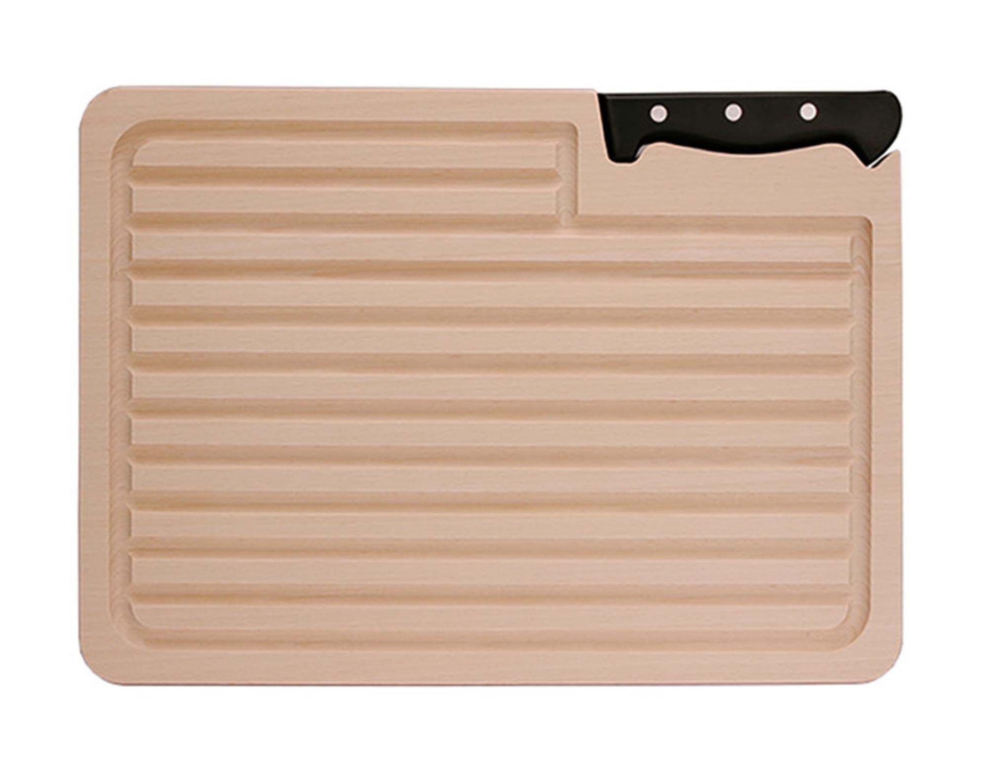 KISAG Brotbrett mit Messer, 37x26 cm, aus hochwertigem Holz, ideal zum Schneiden und Servieren von Brot und Backwaren.
