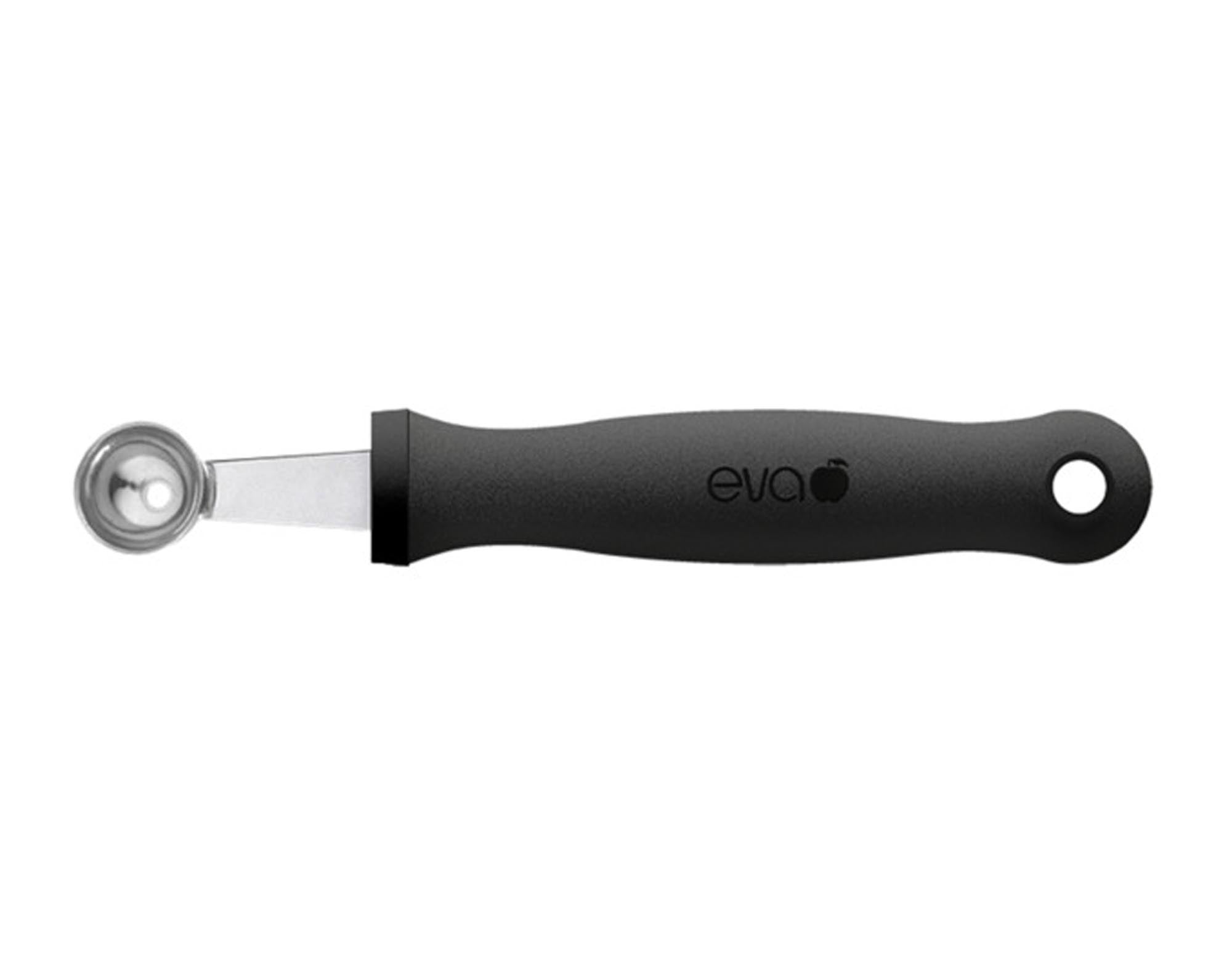 EVA Kugelausstecher Logic Inox schwarz ø 1.5 cm: Hochwertiger Edelstahl, ergonomisches Design, präzise Klinge für kreative Garnierungen und gesunde Snacks.