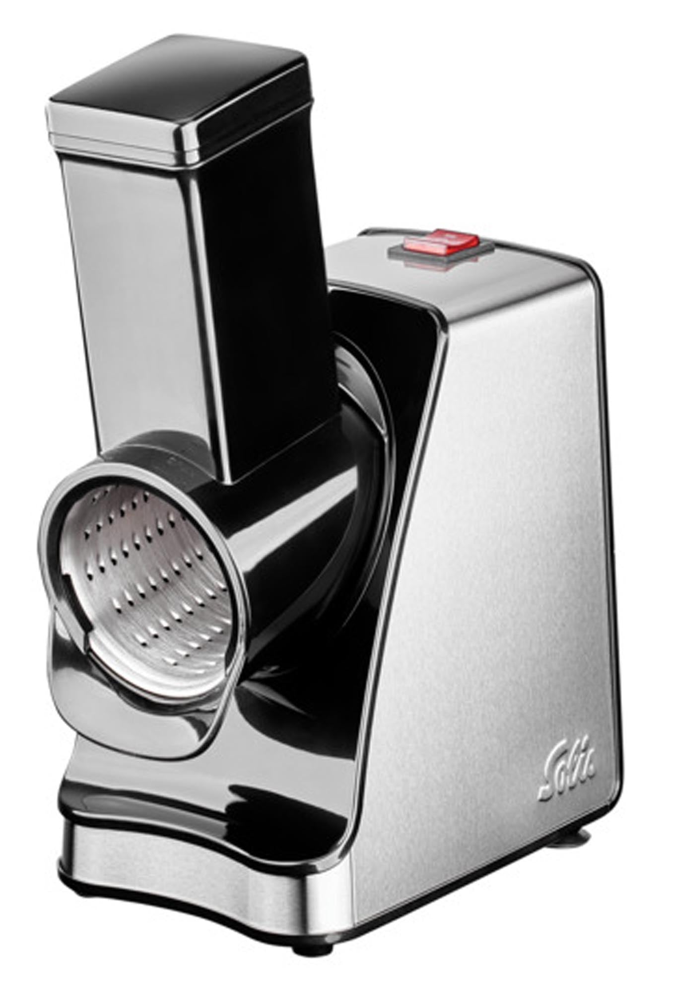 Entdecken Sie die SOLIS Trommelraffel Slice & More Typ 8401 – vielseitig, ergonomisch und aus rostfreiem Edelstahl für müheloses Raspeln, Schneiden und Reiben.