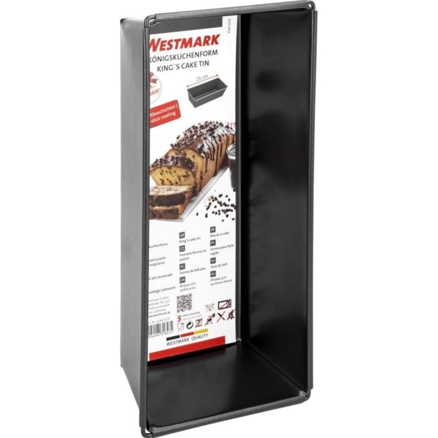 Hochwertige 25 cm Backform von Westmark, perfekt für saftige Kuchen. Die Antihaftbeschichtung ermöglicht ein einfaches Lösen und Reinigen.