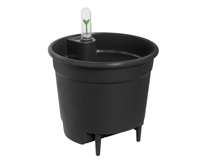 ELHO Selbstbewässerungssystem living black 36 cm, stilvoller Pflanzentopf für den Außenbereich, der eine einfache und nachhaltige Pflanzenpflege unterstützt.