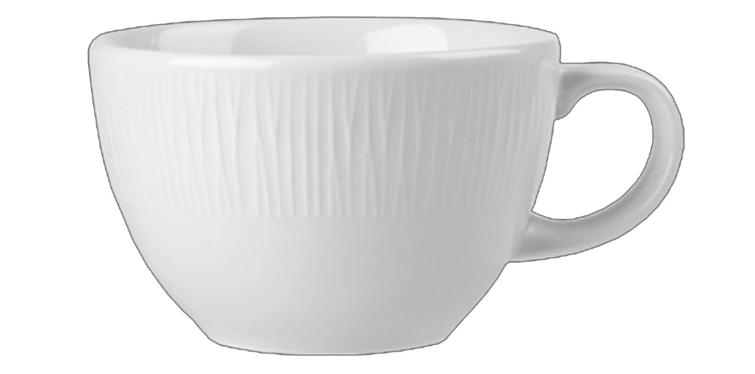Stilvolle 34cl Tasse aus der Bamboo White Kollektion von Churchill, perfekt für Kaffee oder Tee, mit modernem, schlichtem Design und praktischer Stapelbarkeit.