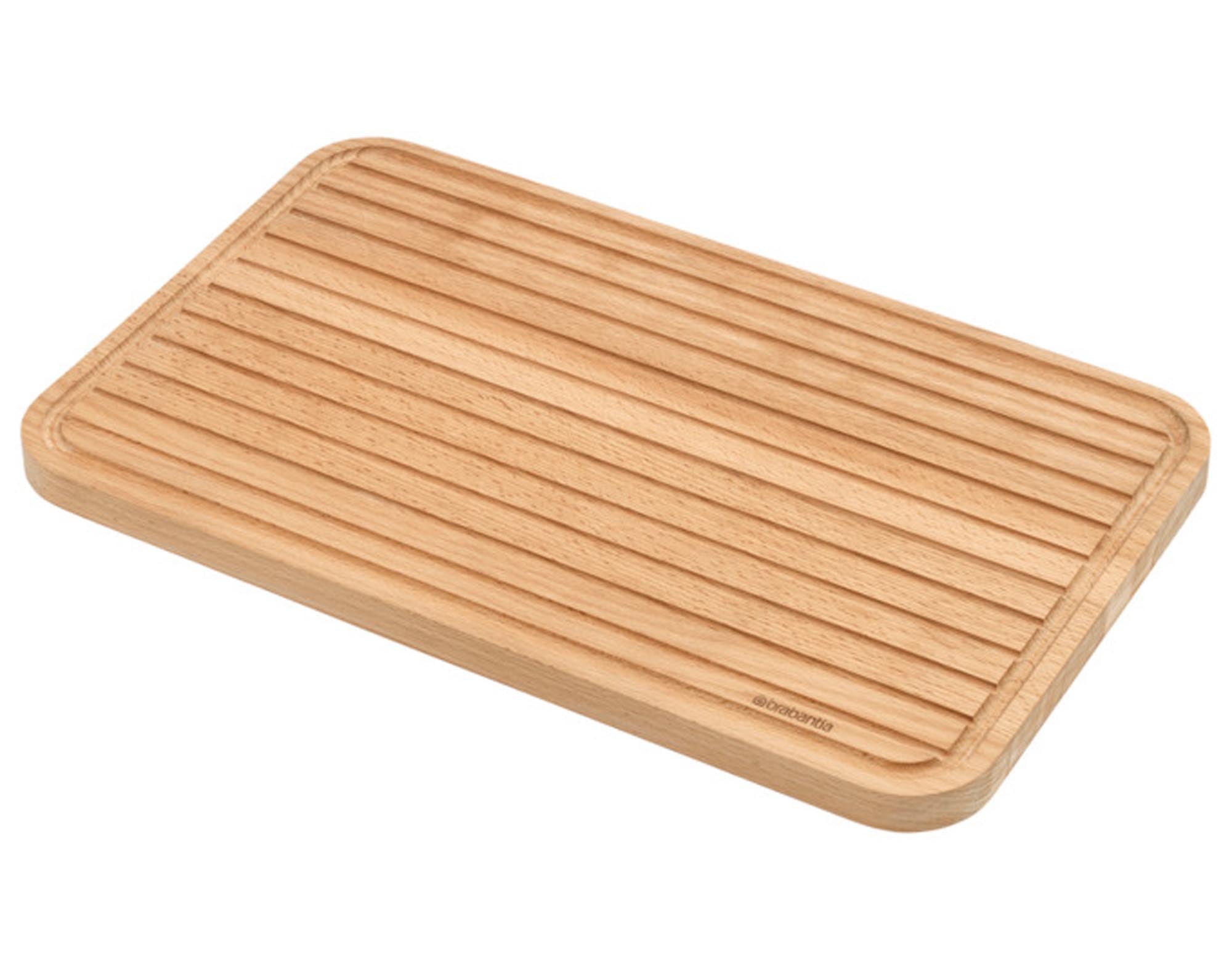 Entdecken Sie das BRABANTIA Schneidbrett Brot Profile Holz – ein stilvolles, nachhaltiges Küchenutensil mit optimaler Schnittfestigkeit und Krümelfang-Rille.