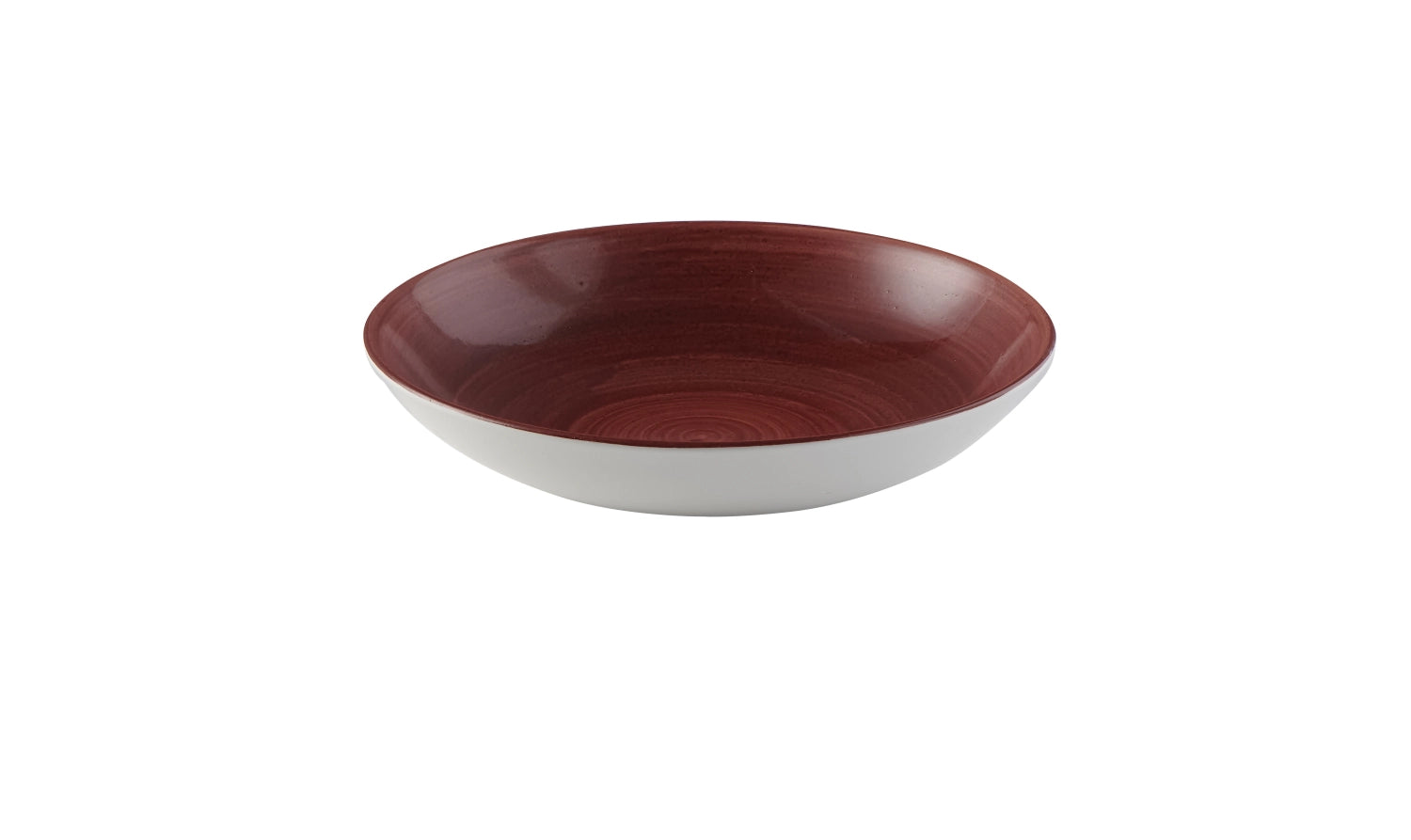 Eleganter, tiefen Coupe Teller in Patina Red Rust von Churchill, perfekt für kreative Anrichte und rustikale Essenspräsentation.