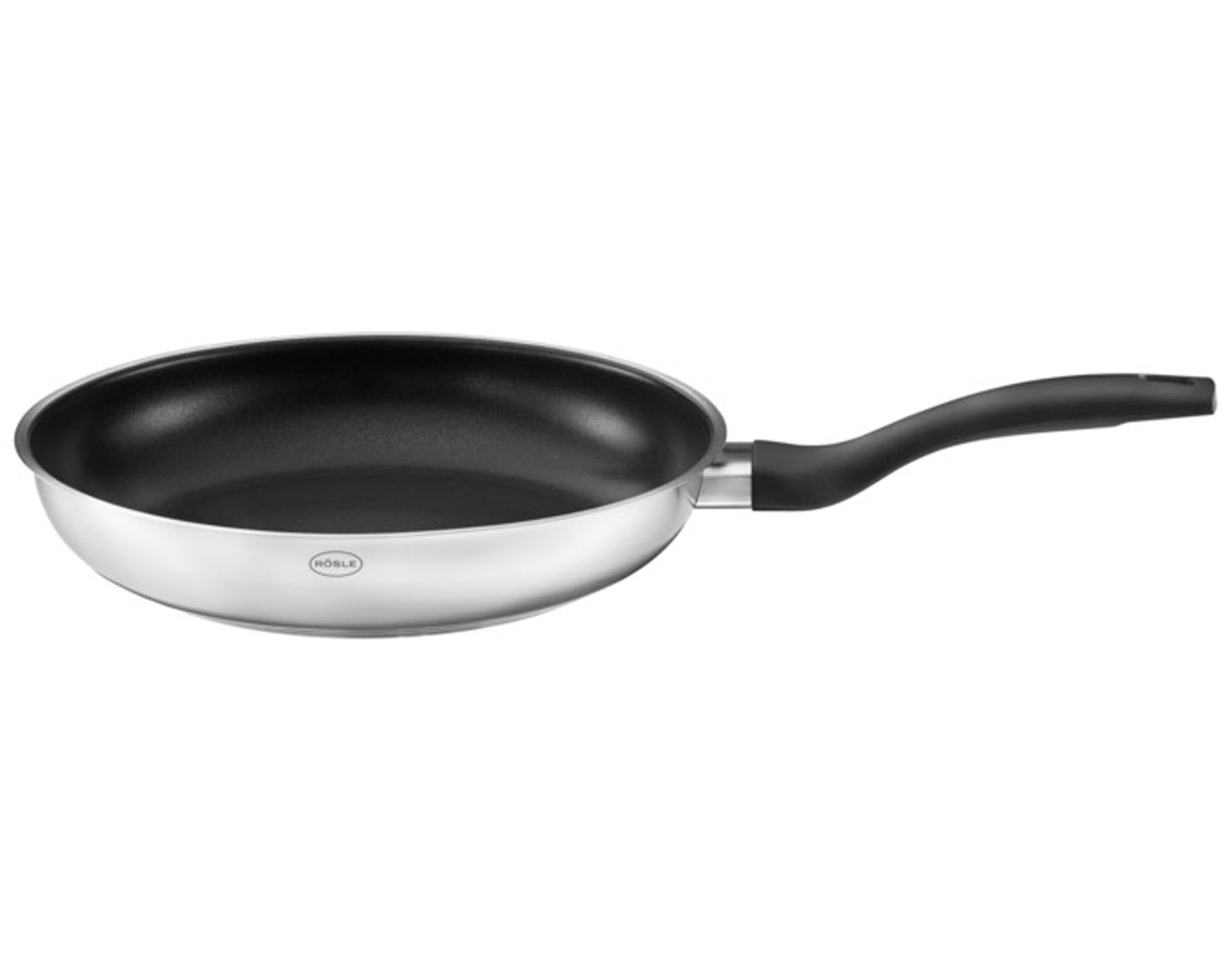 Entdecken Sie die RÖSLE Bratpfanne Basic Line ø 24 cm: hochwertige Edelstahl-Pfanne mit Antihaftbeschichtung, ideal für alle Herdarten.
