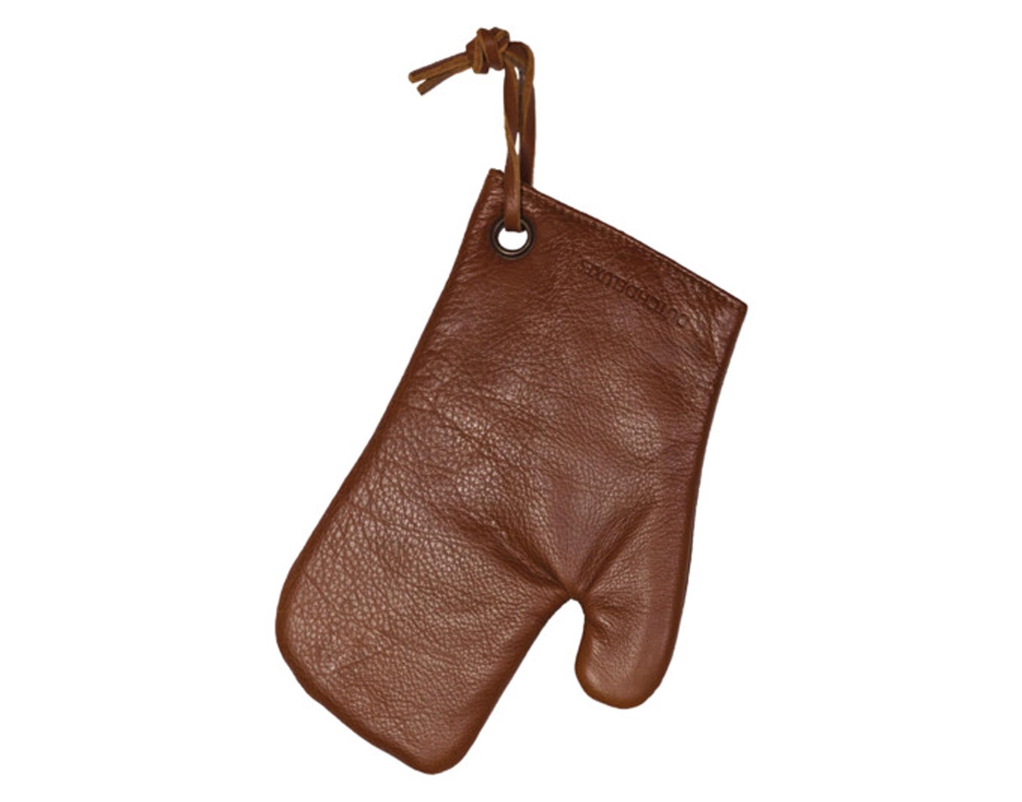 Hochwertiger Leder-Ofenhandschuh von DUTCHDELUXES: Robuste Qualität, hitzebeständig und komfortabel. Ideal für stilvolles Backen und als Geschenk.