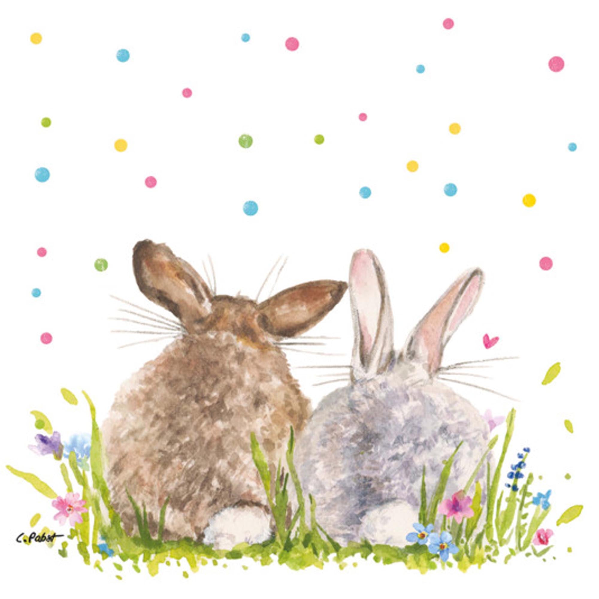 Bunte PPD Servietten für die Osterfeier, 33x33 cm, mit fröhlichen Ostermotiven, ideal für festliche Anlässe und Tischdekoration.