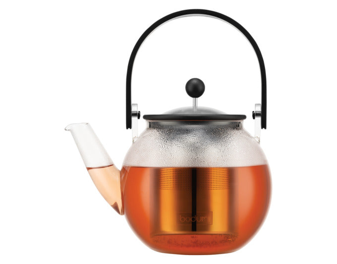 Schwarze BODUM Teekanne Assam mit Henkel, 1 l, elegantes Design für stilvolles Teegenuss, ideal für jeden Teeliebhaber.