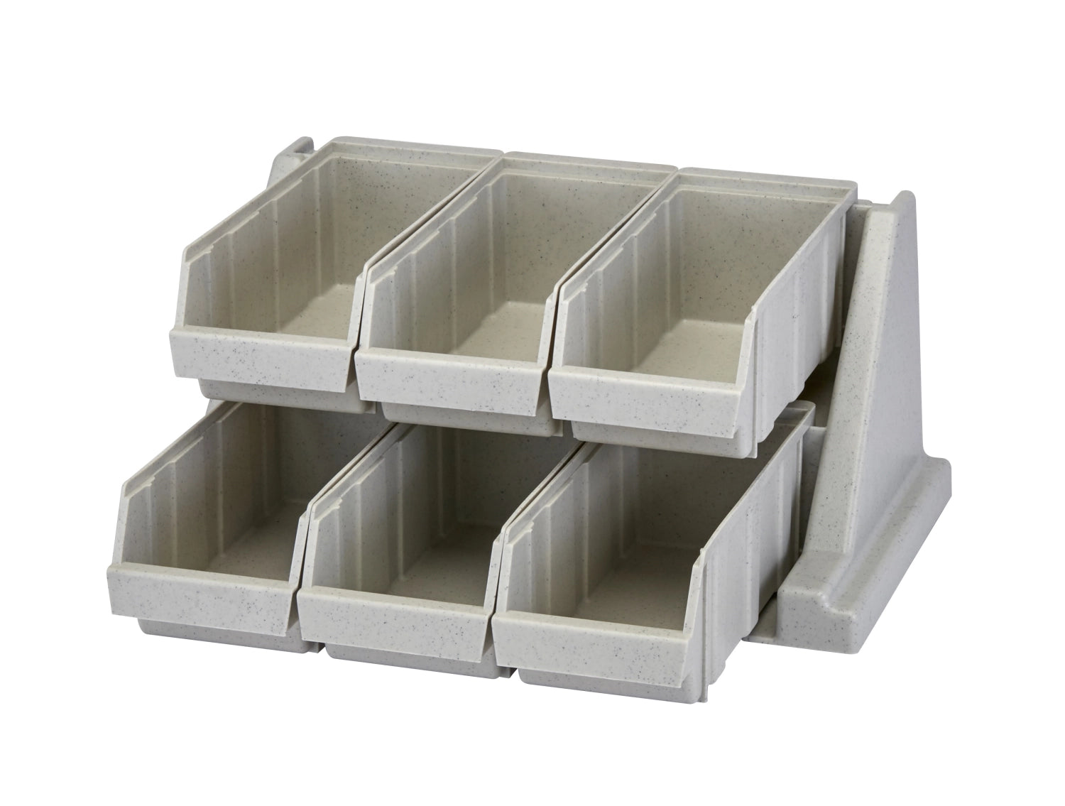 Eleganter Besteckdispenser in Grau mit 6 Schalen von Cambro, ideal für die Aufbewahrung und Organisation von Besteck in Gastronomie und Catering.