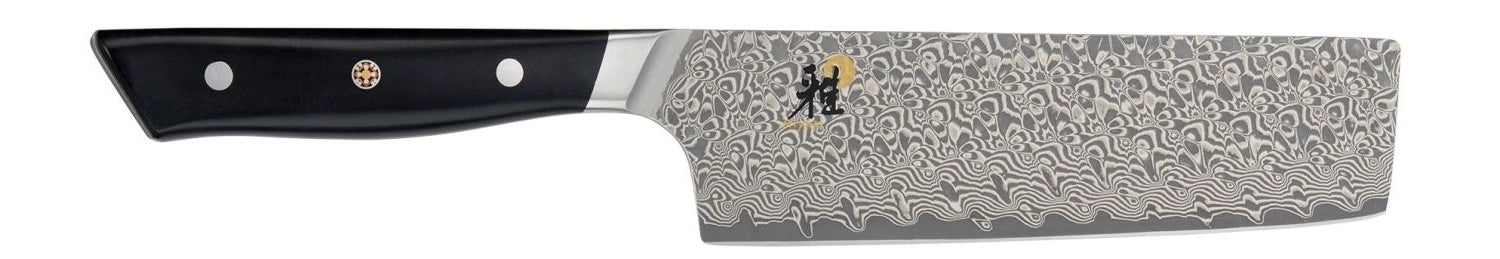 Hochwertiges Miyabi Damastmesser 800 DP Nakiri mit 17 cm Klinge, perfekt für feine Gemüseschneidetechniken und kreative Küchenanwendungen.