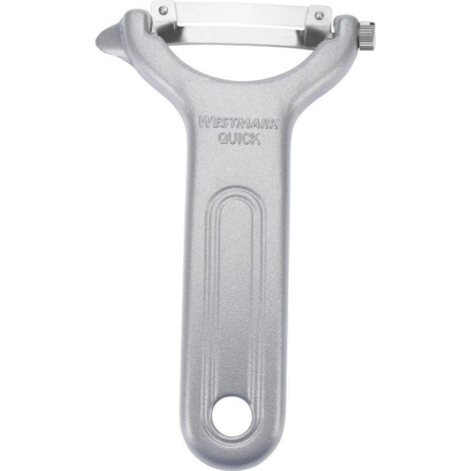 Praktischer Gemüse- und Spargelschäler Quick von Westmark, ausgestattet mit einer wechselbaren Klinge und einem handlichen, ergonomischen Design.