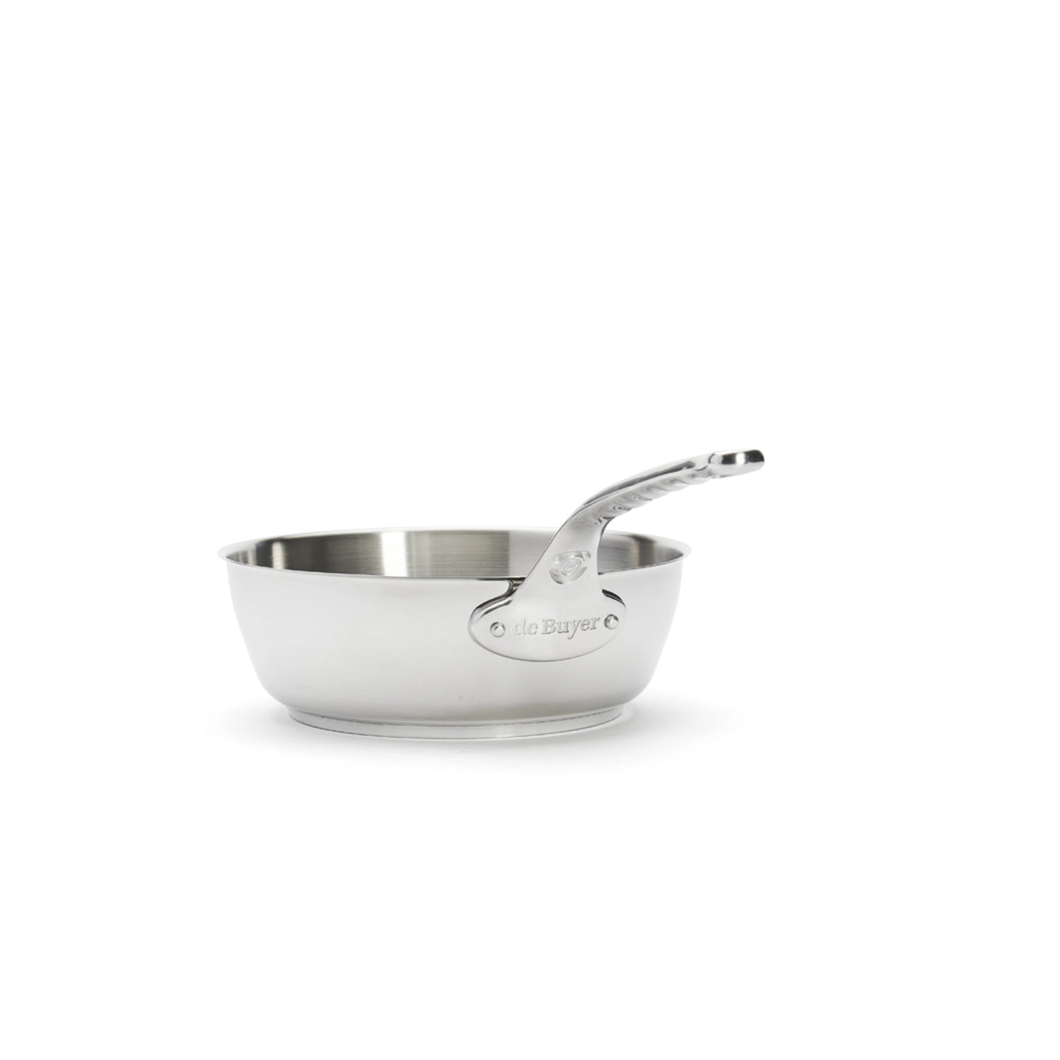 Elegante konische Sauteuse von de Buyer, Ø24cm, H: 8cm, 3lt., perfekt für Induktion, ideal für schmackhafte Gerichte und vielseitige Zubereitung.