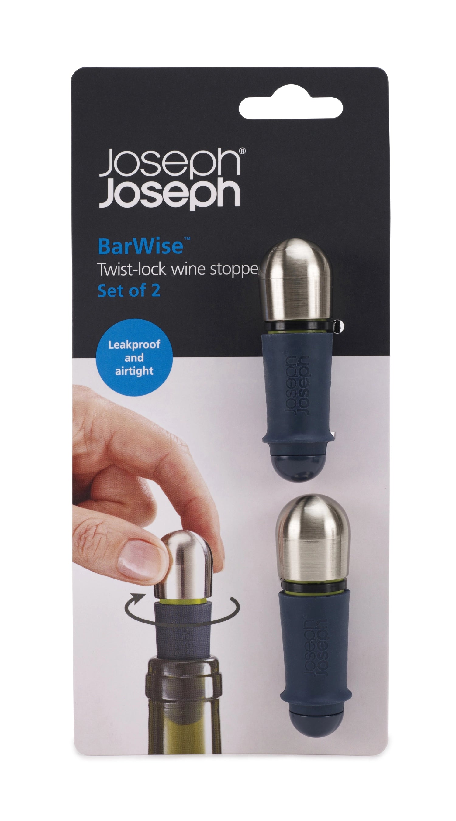 Eleganter BarWise Weinstopper von Joseph Joseph, 7.7x2.4x2.4 cm, perfekt für die Aufbewahrung und den Genuss von Wein, stilvoll und funktional.