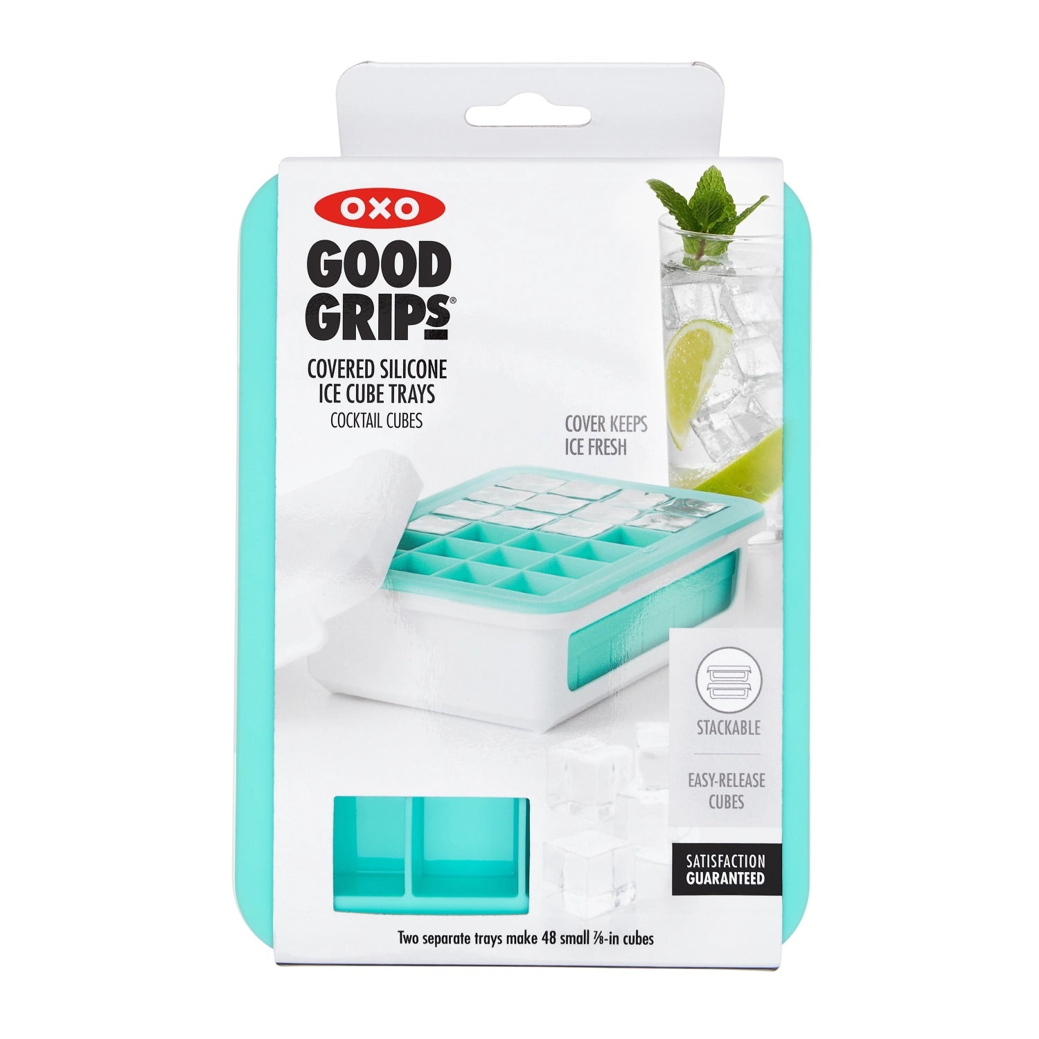 Die OXO Good Grips Eiswürfelschale mit Deckel ermöglicht die einfache Herstellung von kleinen, gleichmäßigen Eiswürfeln, perfekt für erfrischende Getränke.