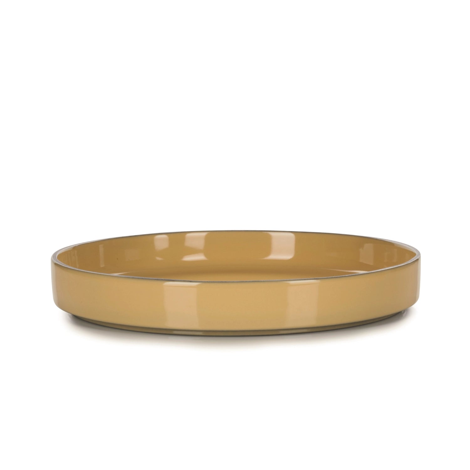 Stilvoller Gourmetteller von Revol, Ø 23 cm, in leuchtendem Kurkuma, perfekt für exquisite Präsentationen und festliche Anlässe.