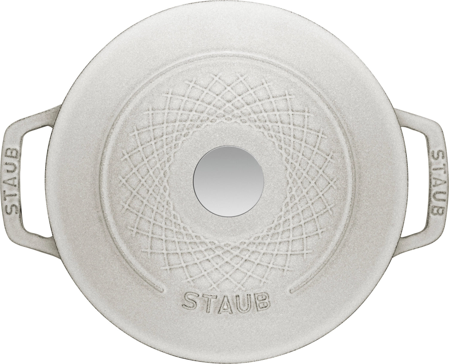 Elegante runde Cocotte von Staub mit 3,8 l Volumen, perfekt für schmackhafte Gerichte und stilvolle Serviermöglichkeiten.