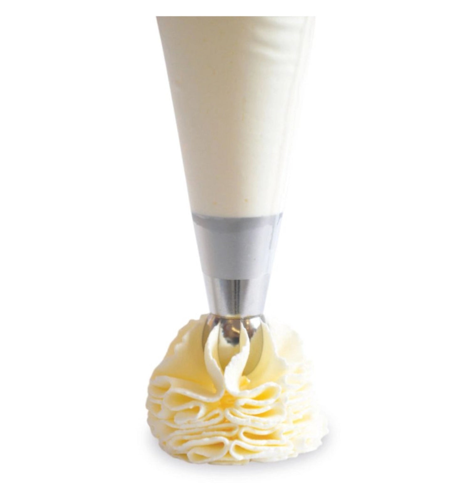 Eleganter Edelstahlspritzaufsatz Chantilly von Scrap Cooking, ideal für kreative Backprojekte und präzise Dekorationen von Torten und Desserts.