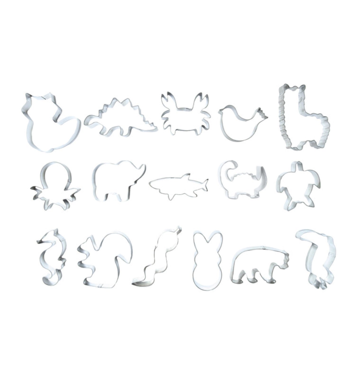 Set aus 16 Ausstechern in Form von Wildtieren, perfekt für das Ausstechen von Keksen und Dekorationen bei Kindergeburtstagen und Tier-Themenpartys.