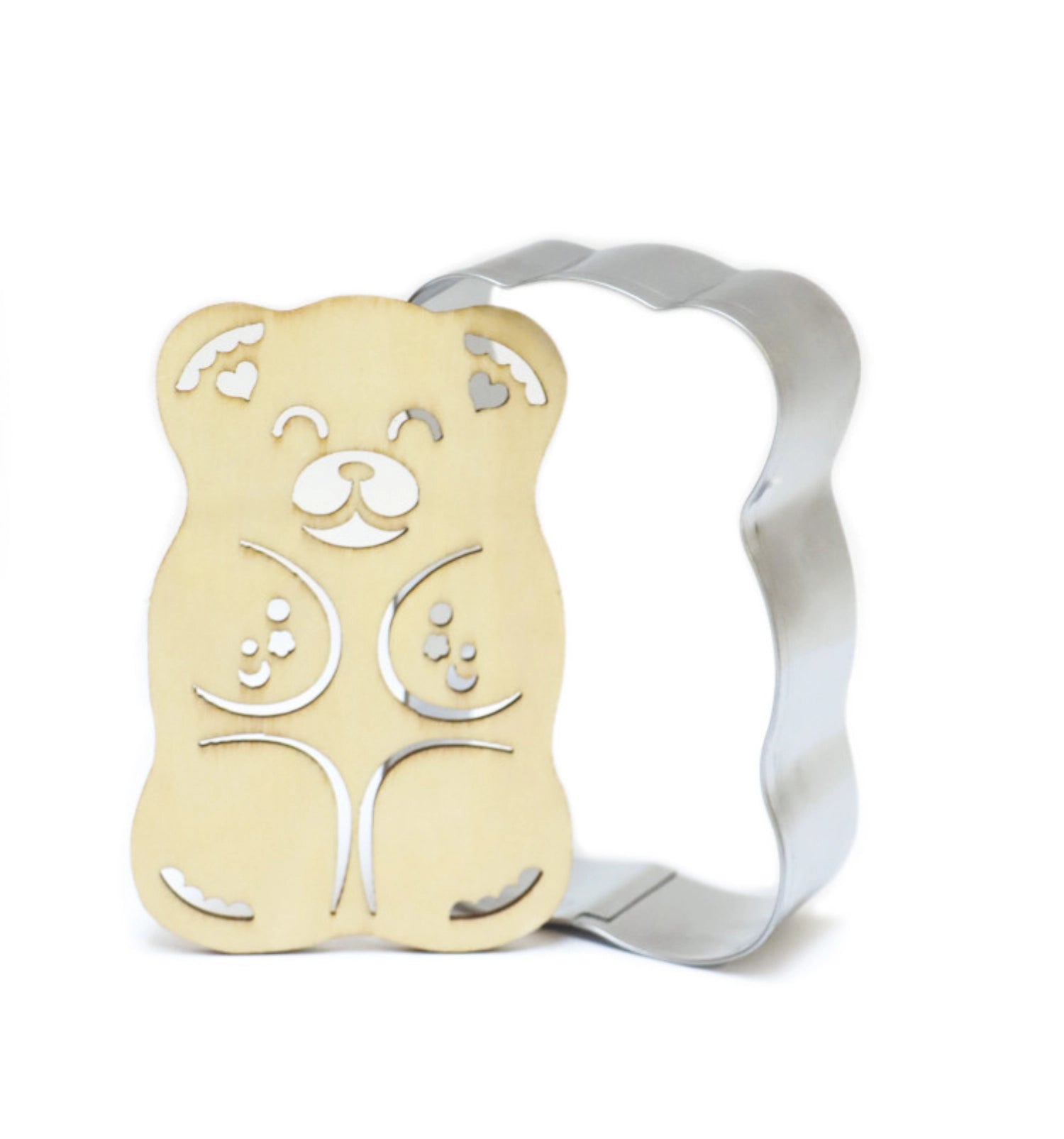 Niedliche Ausstechform und Holzpräger in Teddybär-Design von Scrap Cooking, perfekt für das Backen von Plätzchen und Dekorationen.