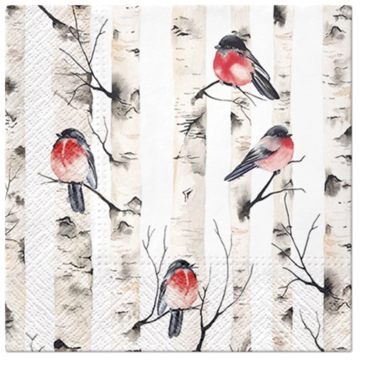Servietten Lunch 20x Birke mit Vogel, 33x33cm in Mehrfarbig präsentiert im Onlineshop von KAQTU Design AG. Servietten ist von PAW