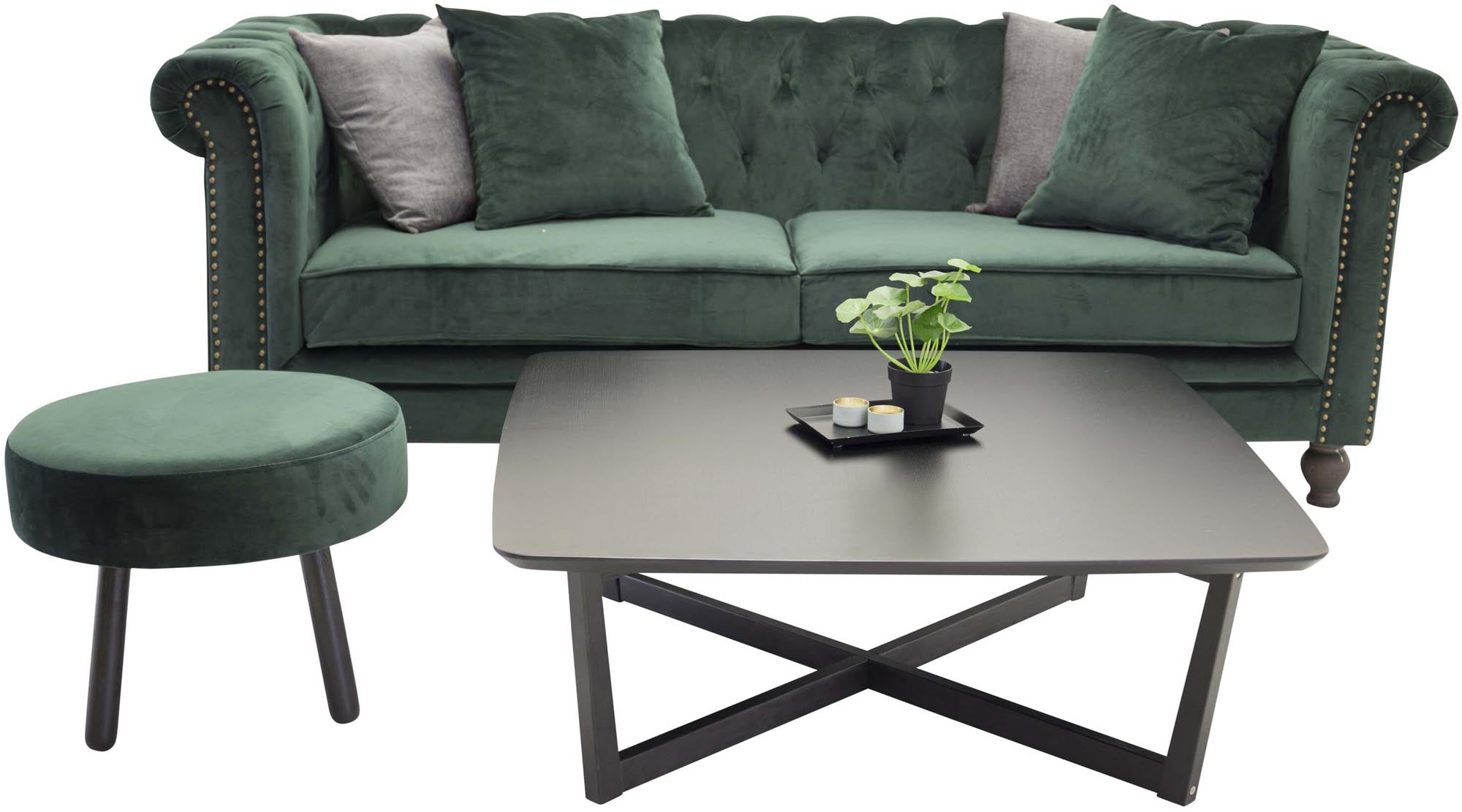 Elegantes 3-Sitzer Sofa aus weichem Samt von Venture Home, perfekt für stilvolle Wohnräume und gemütliche Abende.