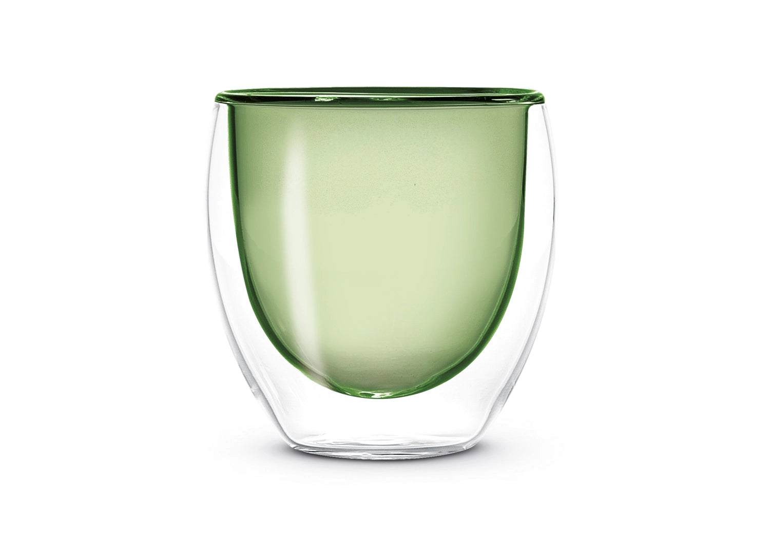 Elegantes 2er Set doppelwandiger Espressogläser in frischem Grün, 80ml, perfekt für aromatische Espresso-Erlebnisse und gesellige Runden.