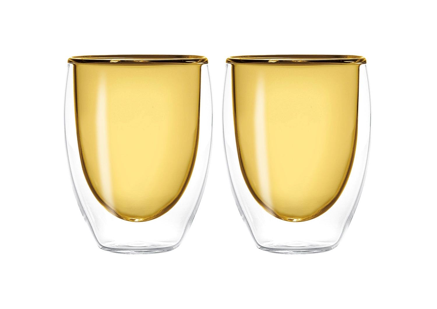 Stilvolles 2er Set doppelwandiger Teegläser in Gelb, 220ml, perfekt für aromatischen Tee und ansprechende Präsentation.