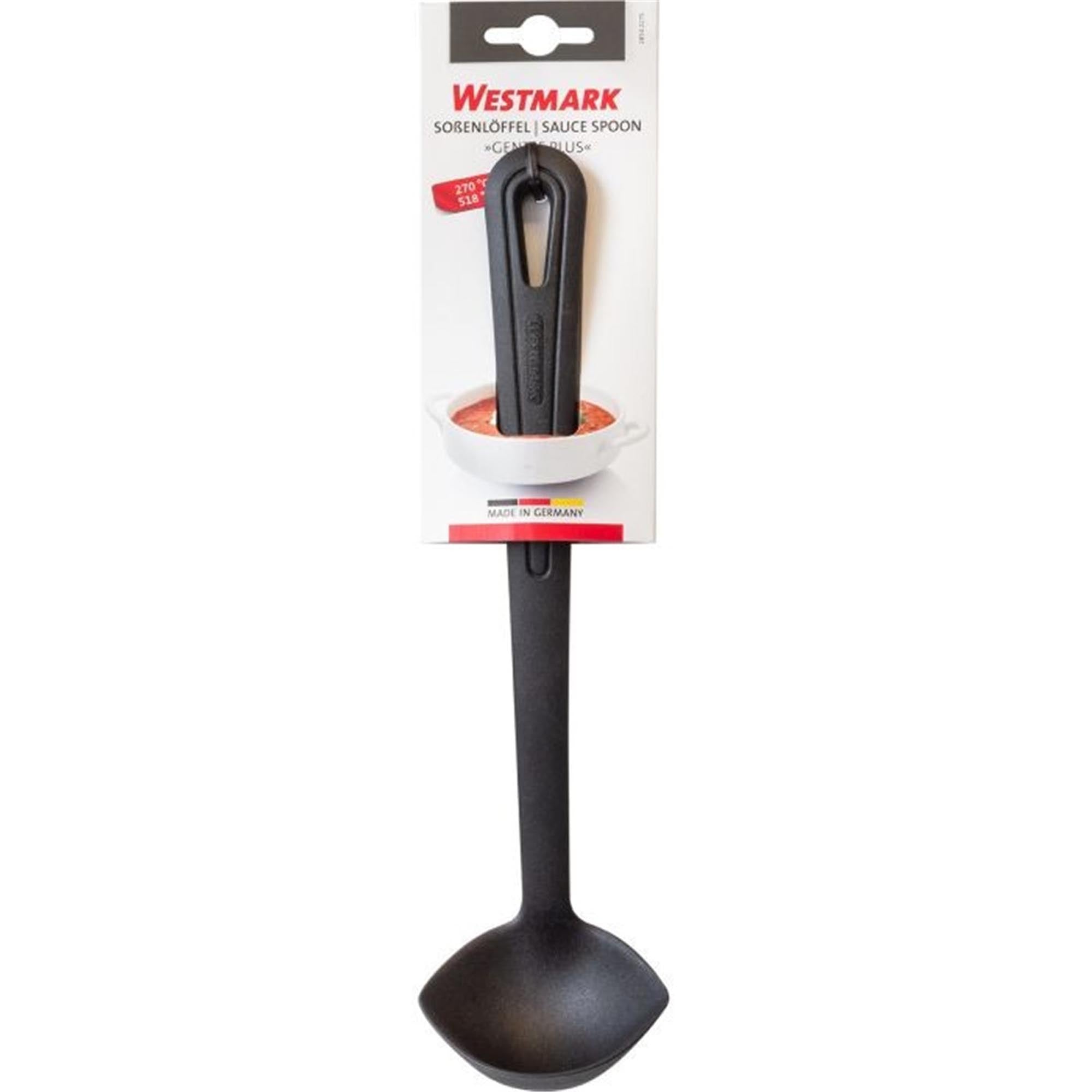 Stilvoller Saucenlöffel Gentle Plus von Westmark, perfekt für das Anrichten von Saucen und Dips, mit komfortablem Griff und edlem Design.