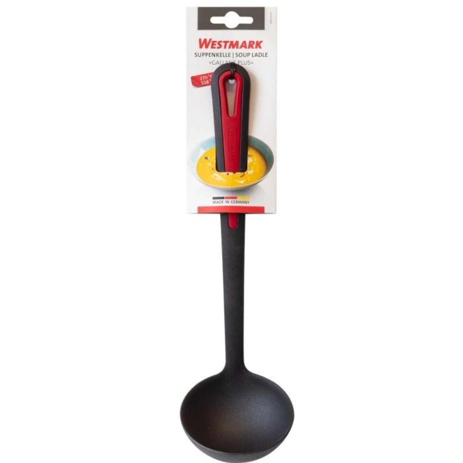 Elegante Suppenkelle Gallant Plus von Westmark, aus robustem Edelstahl, perfekt zum Portionieren von heißen Suppen und herzhaften Eintöpfen.