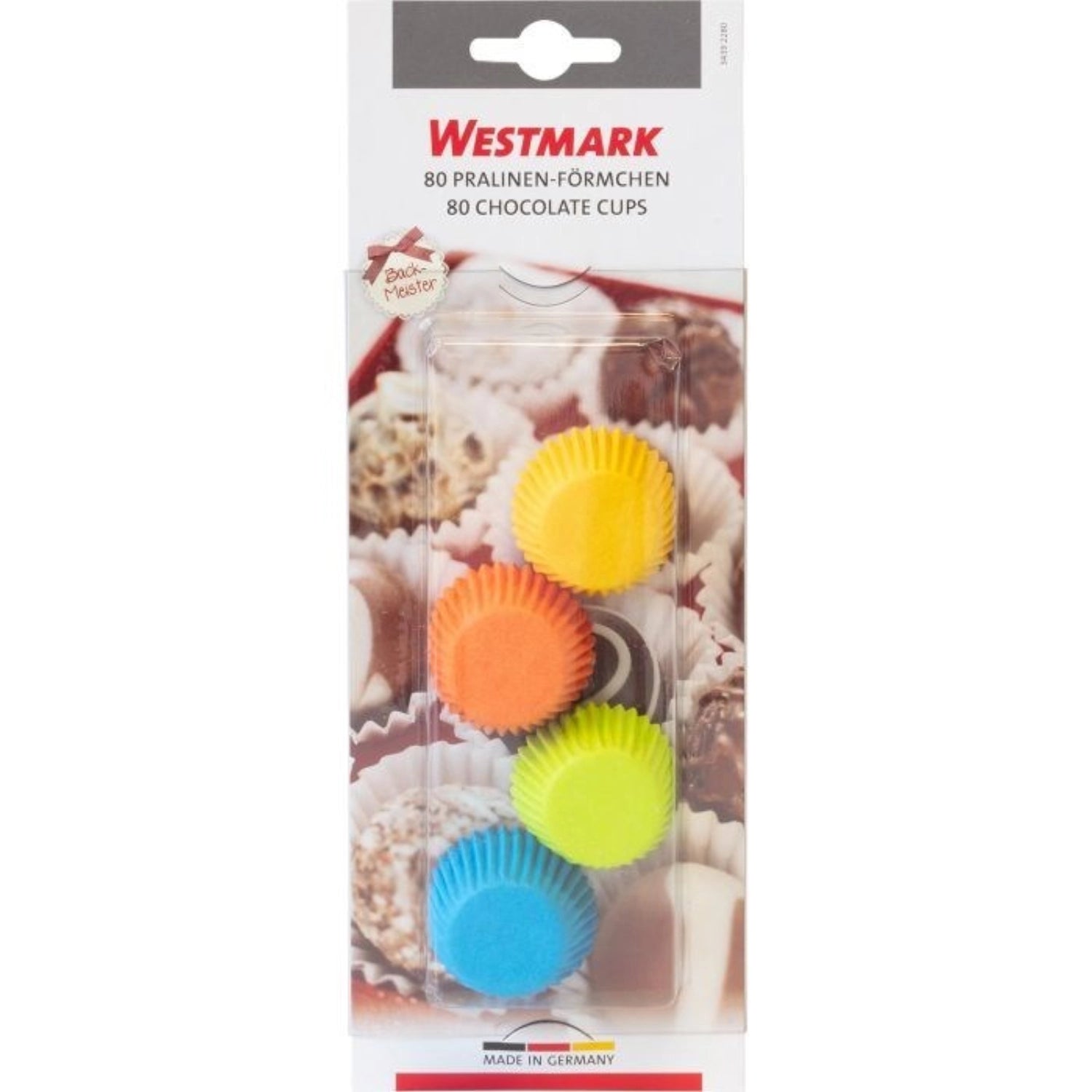 Set aus 80 farbigen Papier-Pralinenförmchen von Westmark, perfekt für das Backen von Pralinen und kleinen Leckereien, ideal für Feiern und besondere Anlässe.
