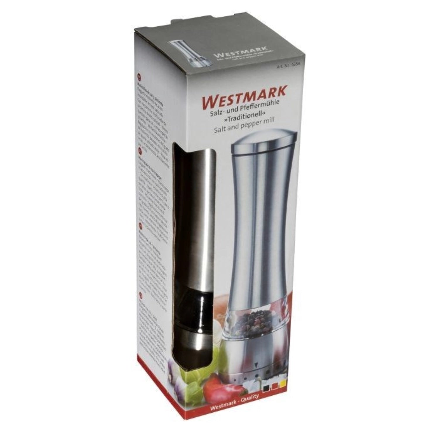 Hochwertige Salz- und Pfeffermühle von Westmark, klassisches Design, perfekt für aromatische Gewürze in jeder Küche.