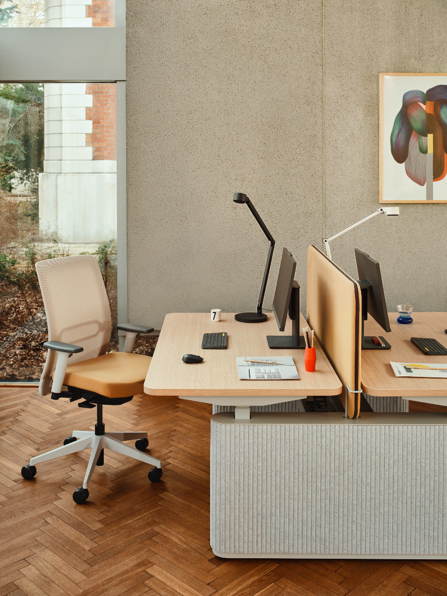 Ogi Drive Bench BODF718 - elektrisch höhenverstellbarer Bench mit Fußelementen aus Filz in Anthrazit präsentiert im Onlineshop von KAQTU Design AG. Schreibtisch ist von Mdd