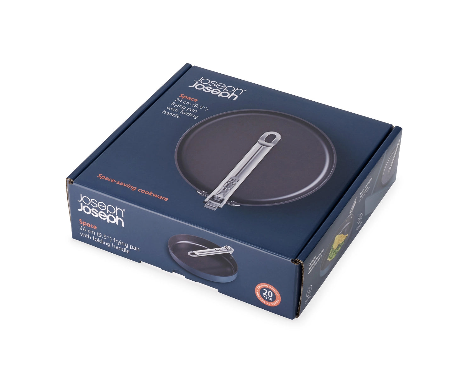 Kompakte 24 cm Bratpfanne von Joseph Joseph mit innovativem klappbarem Griff, ideal für platzsparendes Kochen und vielseitige Rezepte.