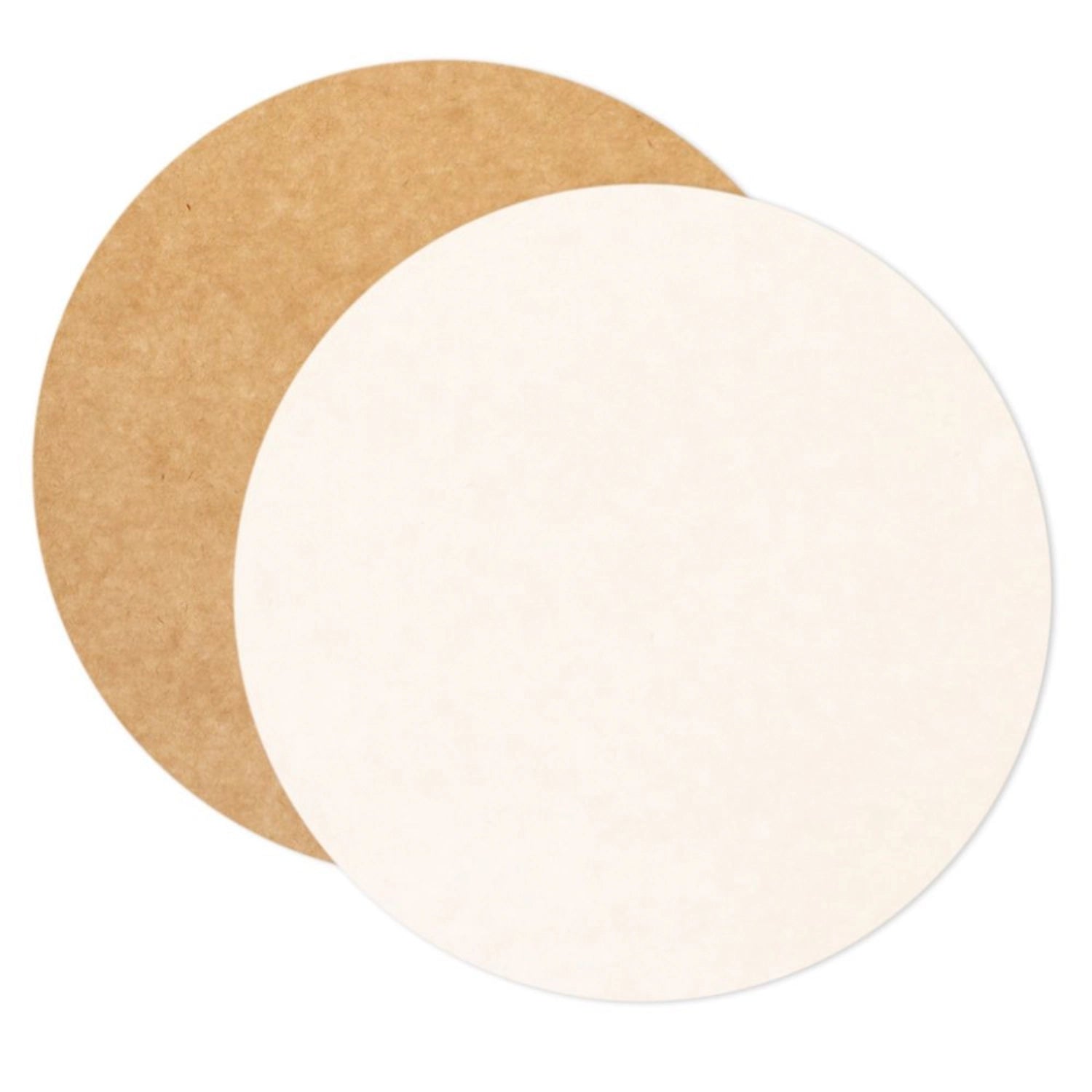 Set aus 5 robusten Kuchenunterlagen aus Kraftpapier (D24cm) – ideal für ansprechende Präsentationen und vielseitige Backprojekte.