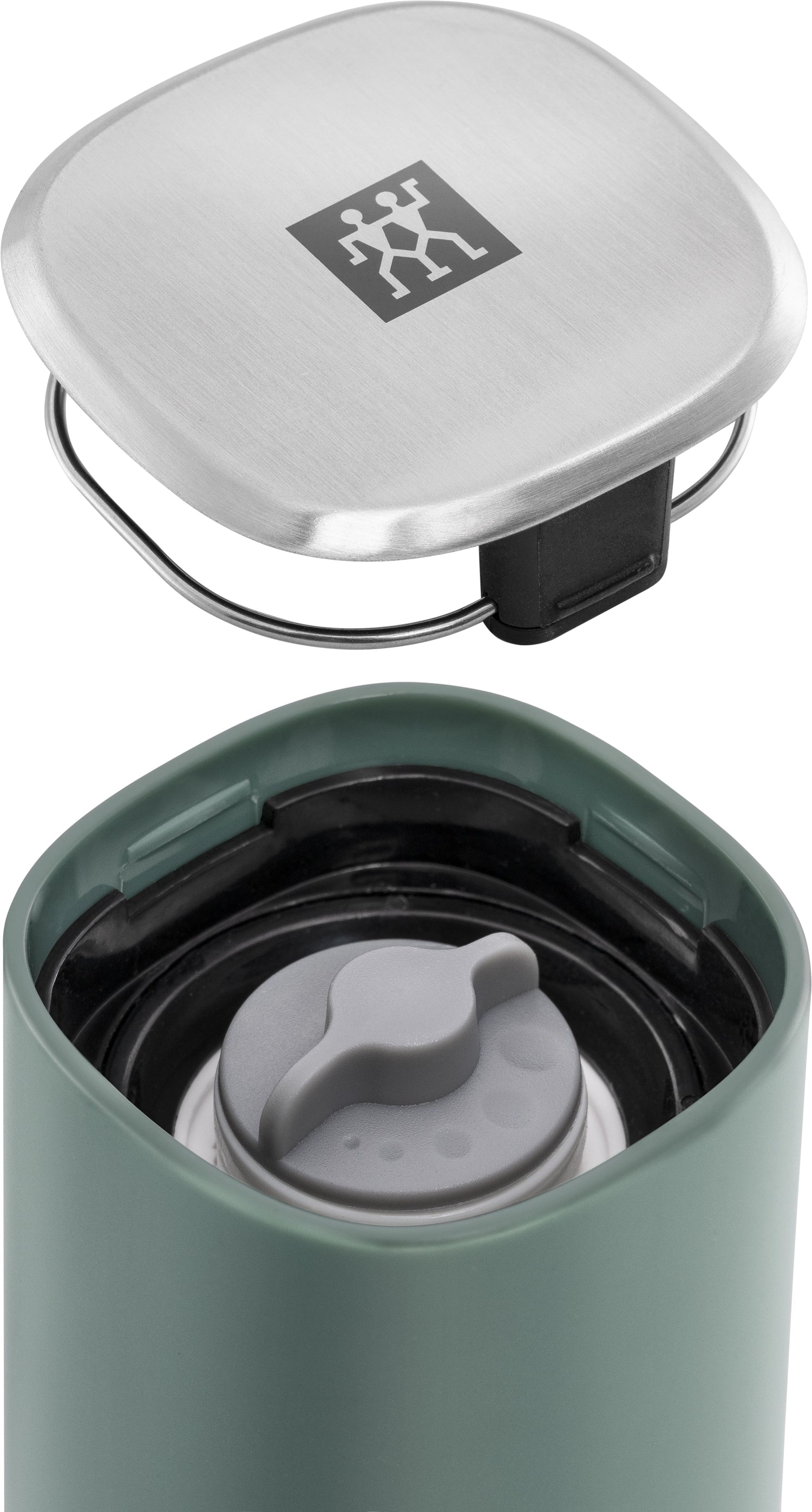 Elegante 19 cm Gewürzmühle in Salbeigrün von Zwilling, perfekt für aromatische Gewürze und ein modernes Küchendesign.