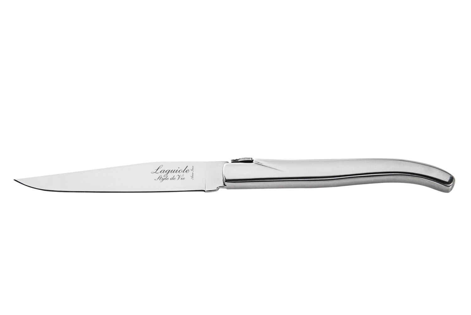 Elegantes Laguiole Steakmesser aus rostfreiem Edelstahl, perfekt für feine Steaks und stilvolle Tischdekoration.
