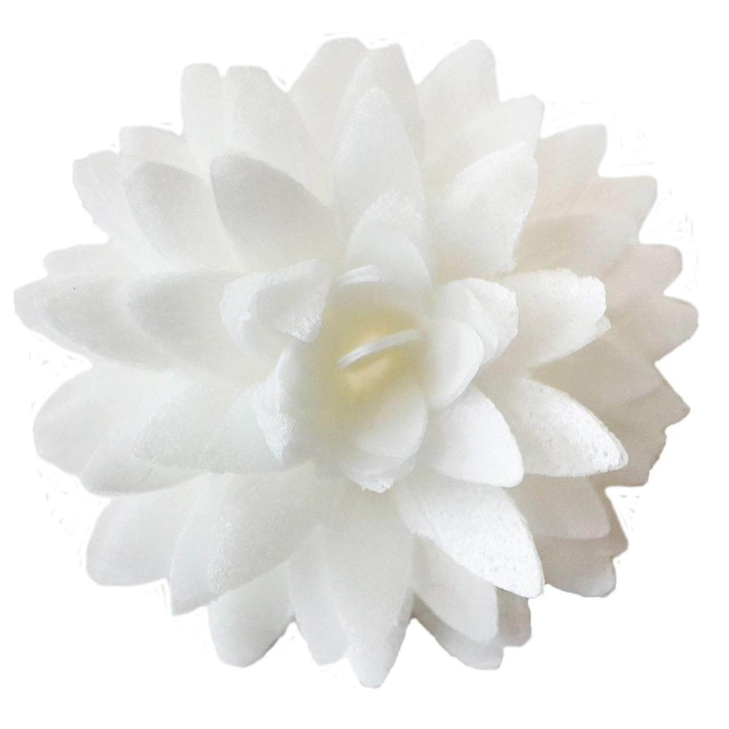 Elegantes 5er Set weißer Dahlien aus essbarem Papier, ideal für die kreative Verzierung von Desserts und Backwaren bei Festlichkeiten.