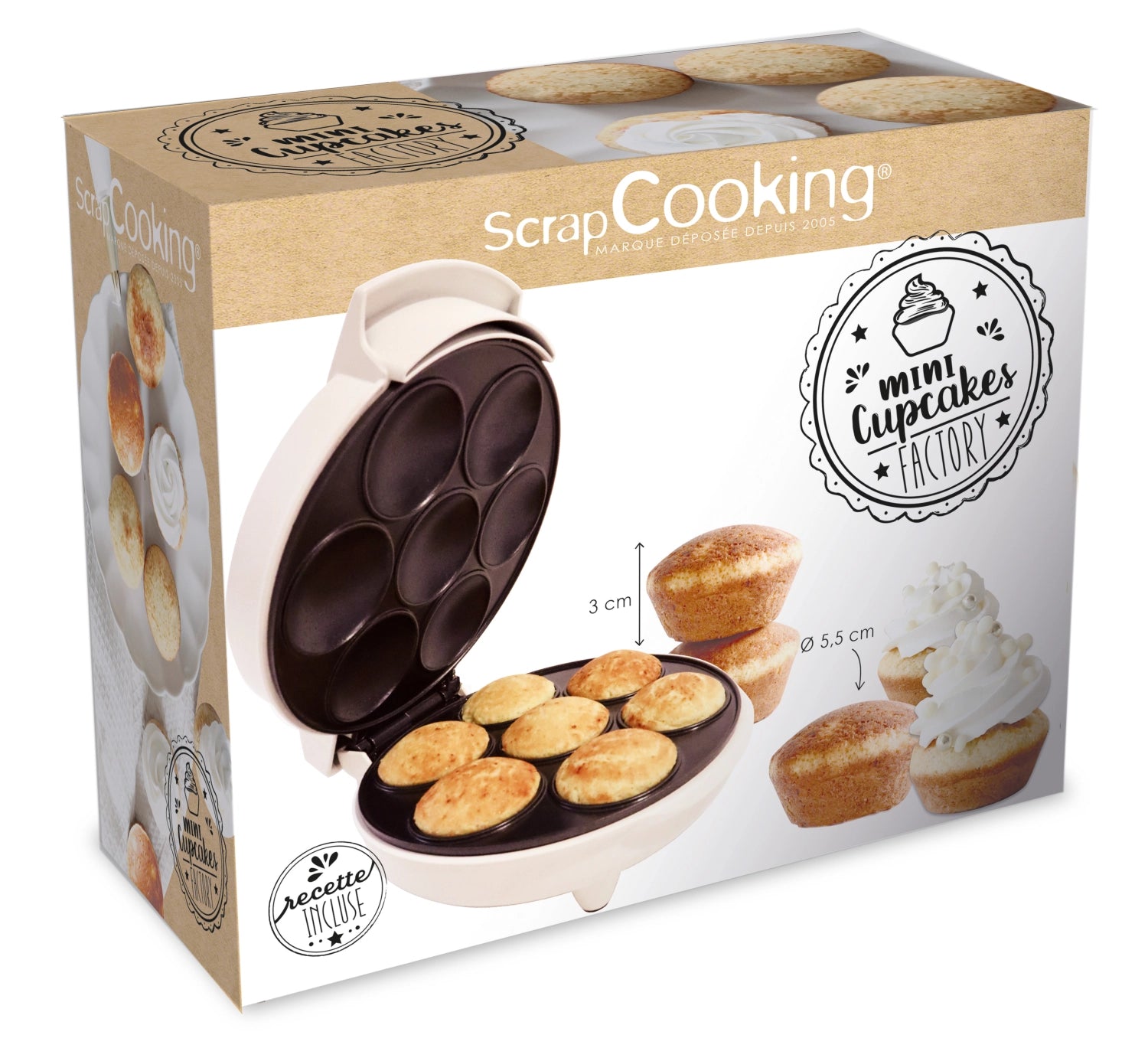 Die Mini Cupcakes Factory von Scrap Cooking in stilvollem Weiß ist ideal für die einfache Zubereitung von leckeren Mini-Cupcakes für jede Feier.