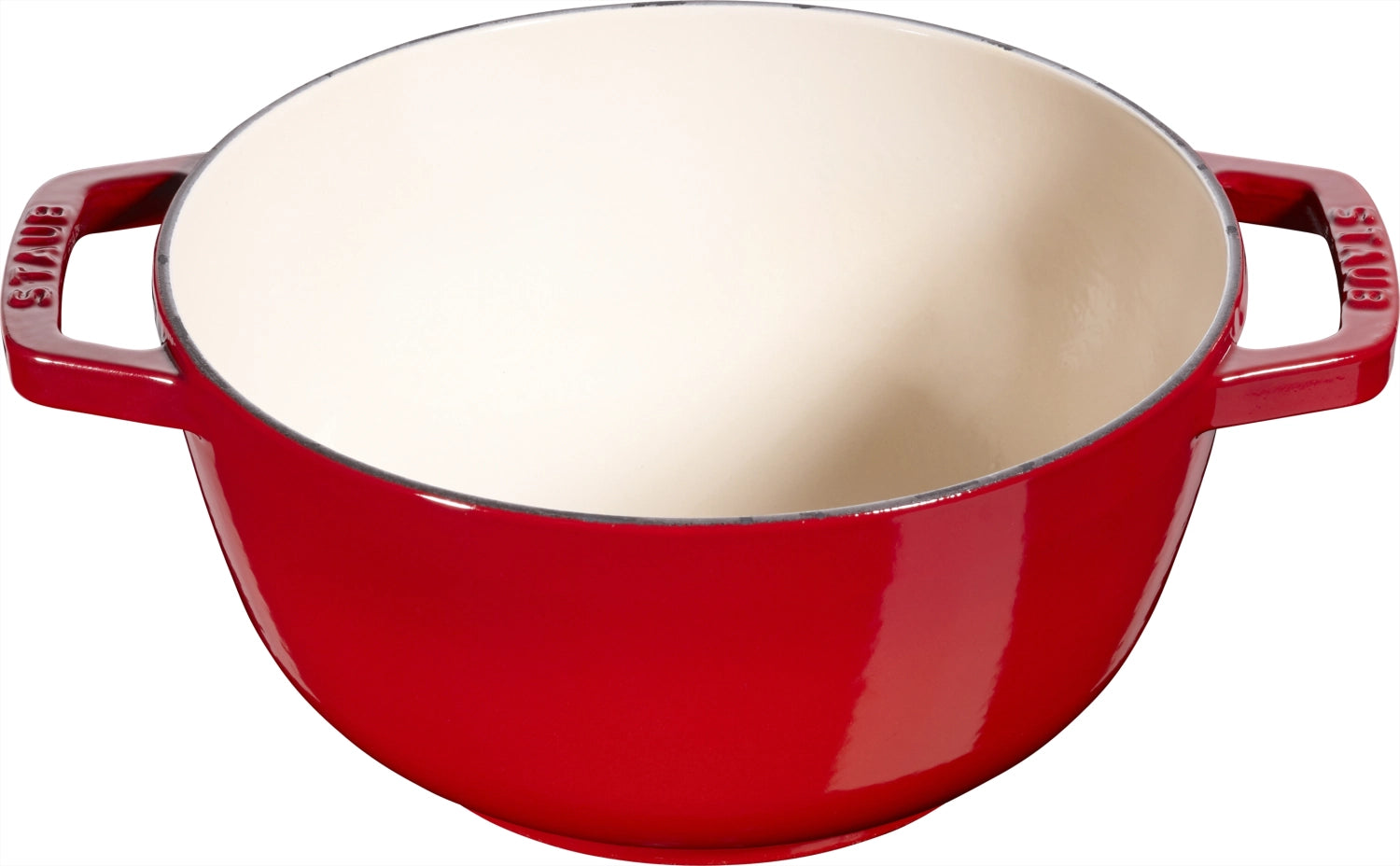 Elegantes Fondue Set in strahlendem Kirsch-Rot, 18 cm, von Staub. Perfekt für gesellige Anlässe, ausgestattet mit zwei handlichen Griffen.