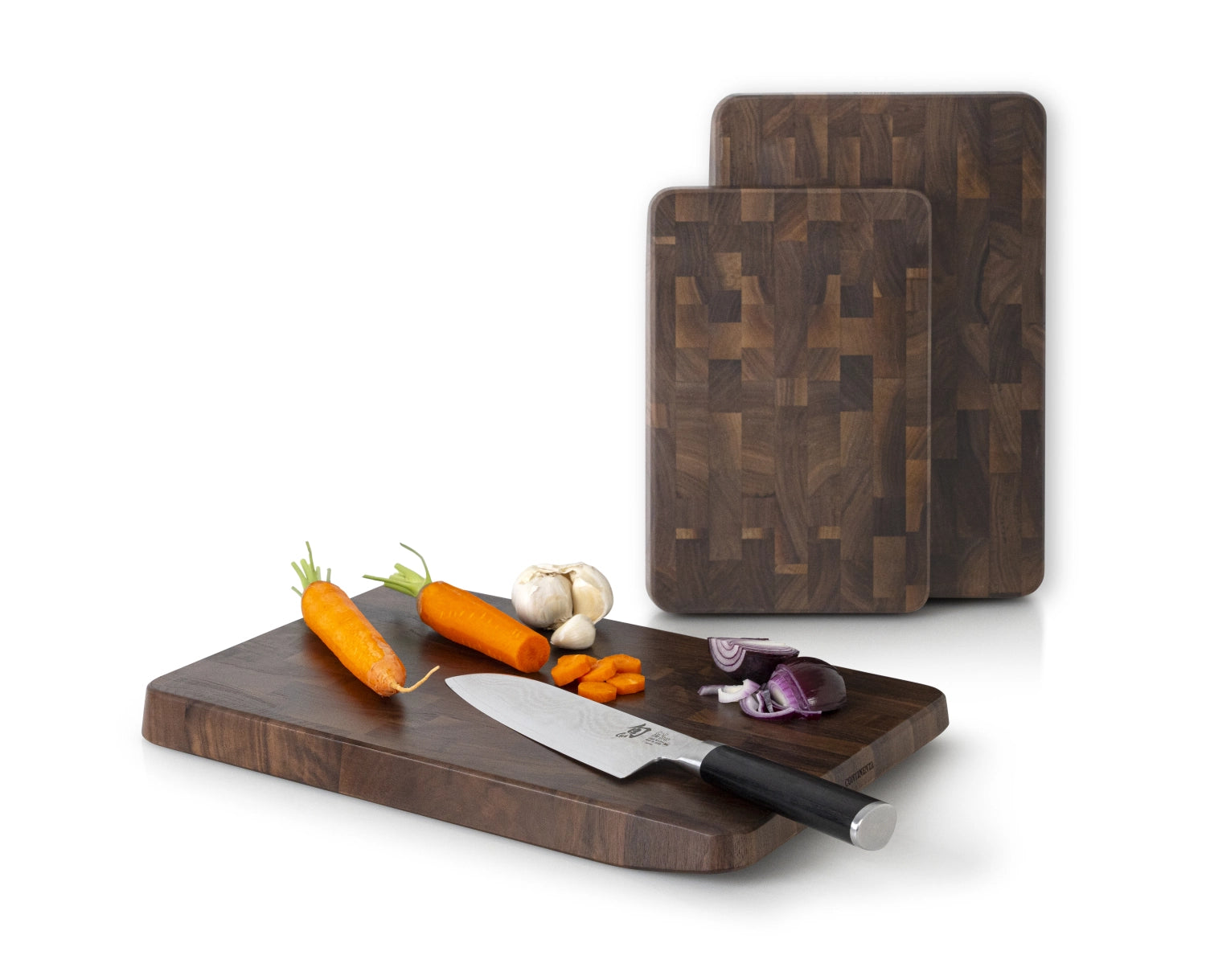 Hochwertiges Walnuss Stirnholz Schneidebrett von Continenta, 27x18x2.6 cm, ideal für präzises Schneiden und stilvolle Küchen. Robust und langlebig.