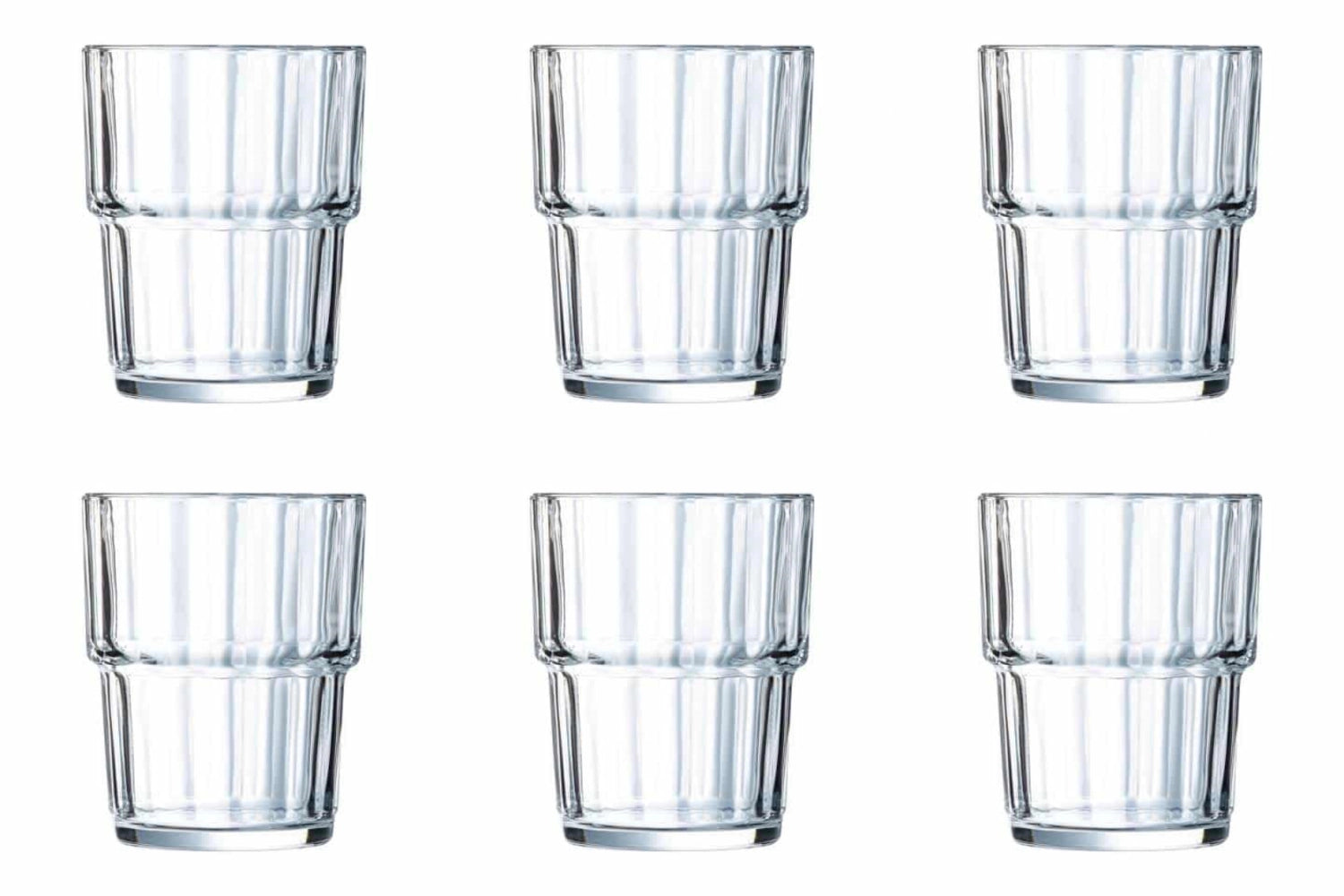 Stapelbare Norvege Trinkgläser im 6er Set von Arc, 0.2l, elegantes Design, ideal für den täglichen Gebrauch und besondere Anlässe.