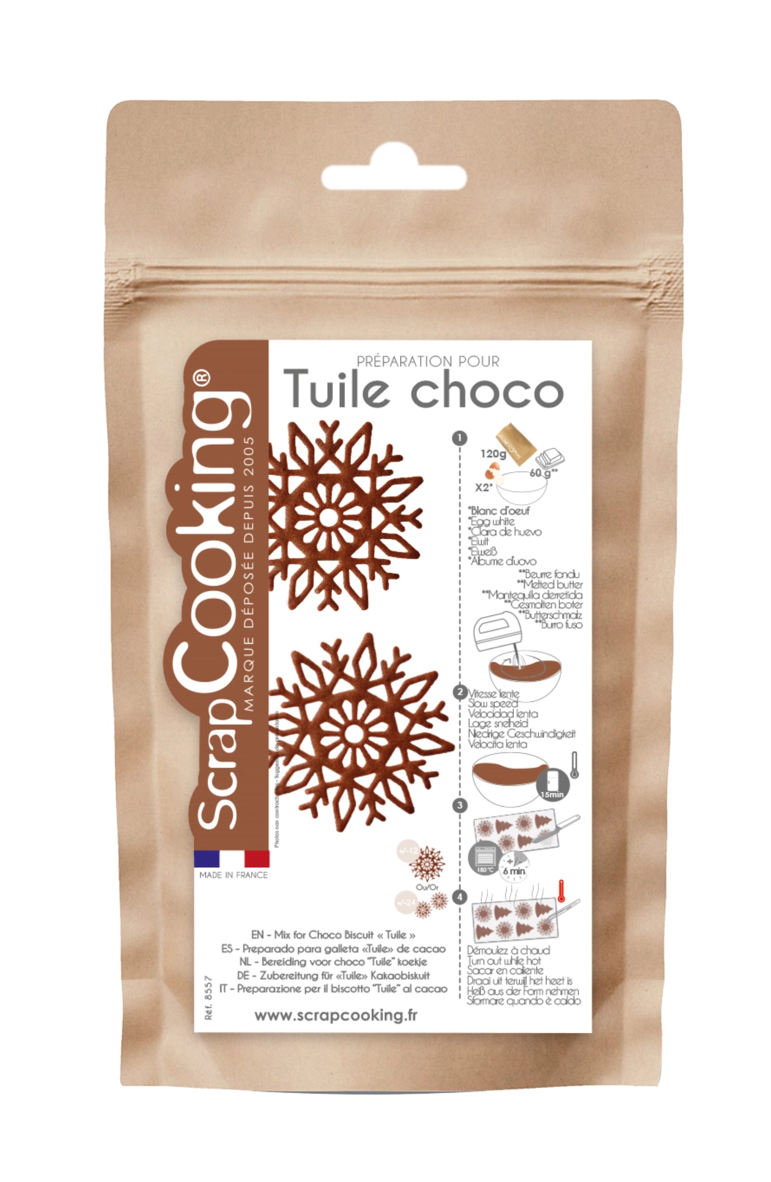 Fertigmischung für Tuile Schokoladenbiscuits 120g in Mehrfarbig präsentiert im Onlineshop von KAQTU Design AG. Lebensmittel ist von Scrap Cooking